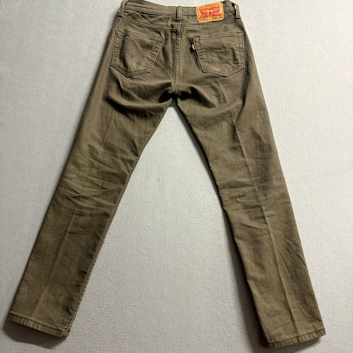 Levi's 511 Slim Fit Jeans Mens W28 L30 Brown Olive Green Stretch Denim Pants