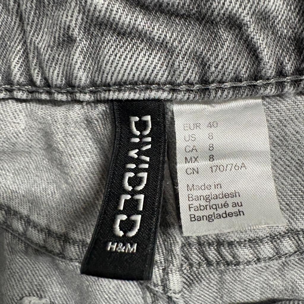 H&M Divided Gray Cargo Jeans Womens Size 8 Wide Leg High Rise Denim Pants