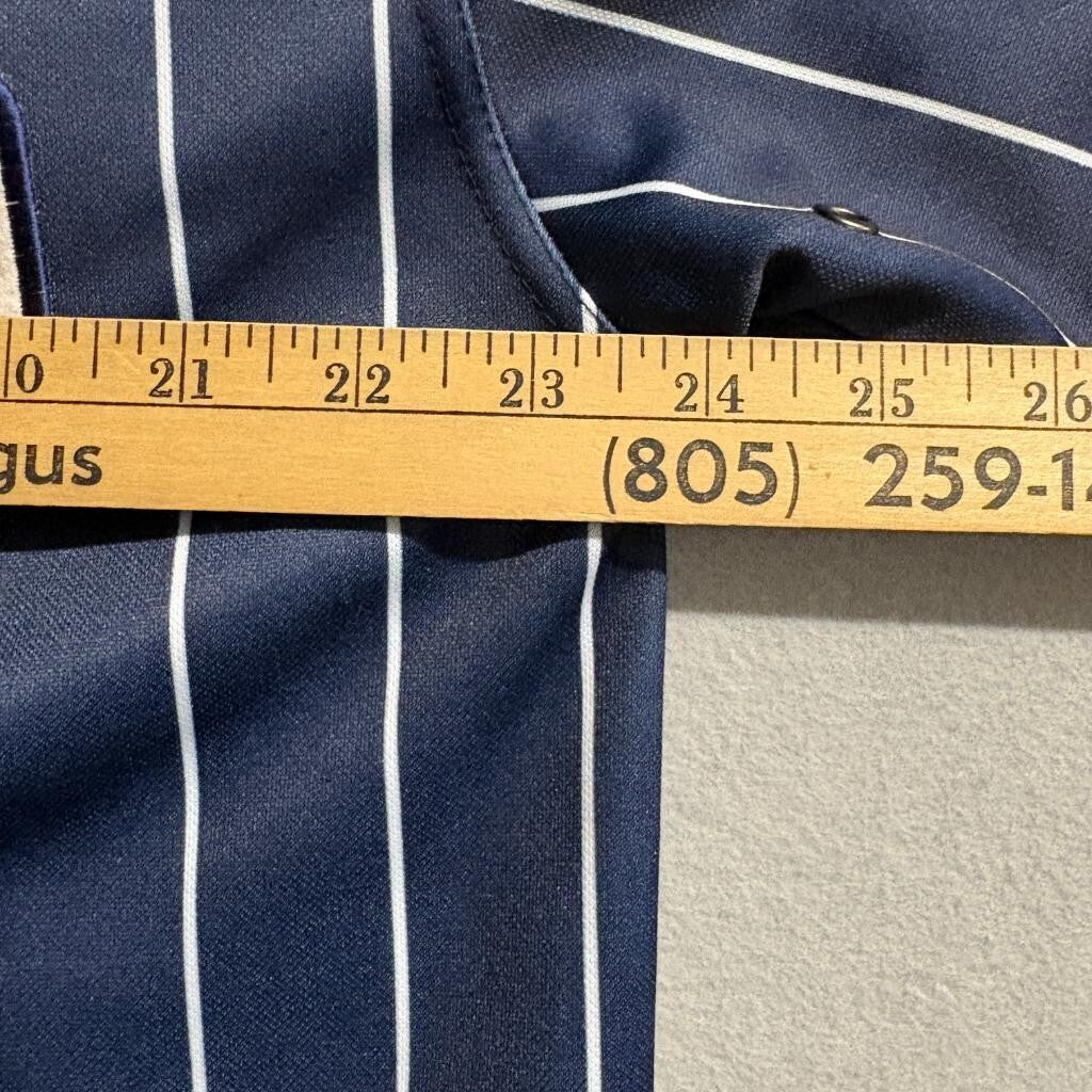 Vintage Boss by IG Design Polo Shirt Mens XL Navy Blue Pinstripe Baseball 1989