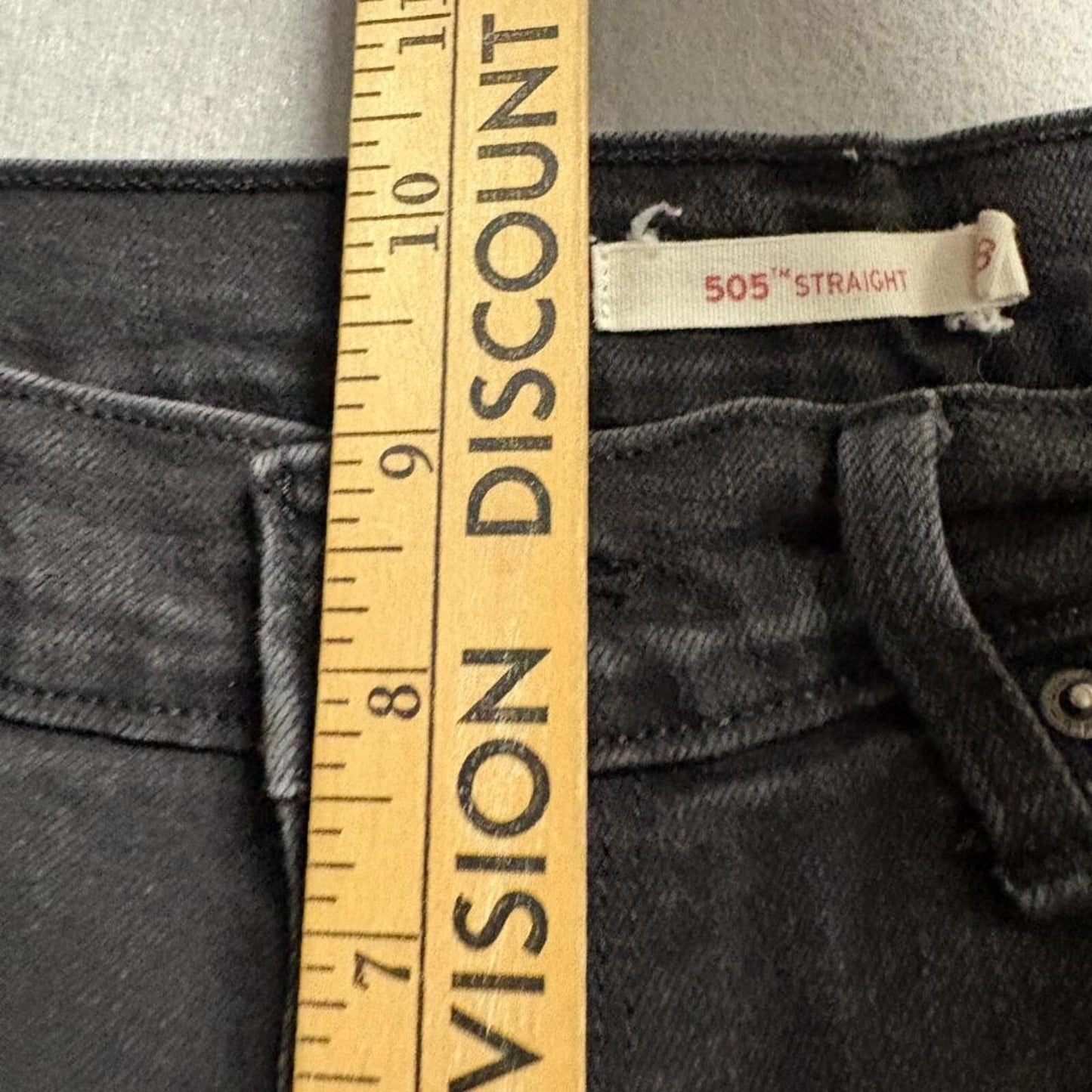Levi's 505 Straight Leg Jeans Womens Size 28 Black Denim Stretch Mid Rise 29x26