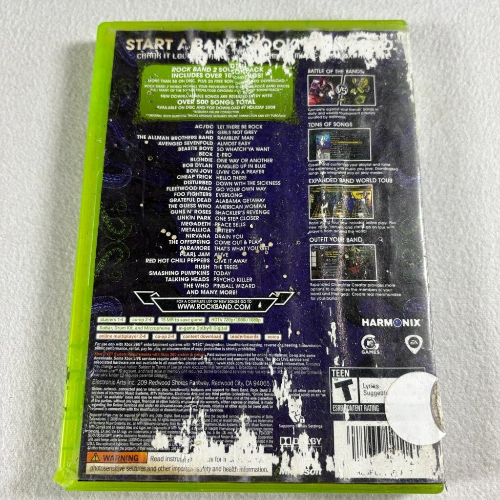 Rock Band 2 Xbox 360 Game with Manual Heavy Cover Wear Tested