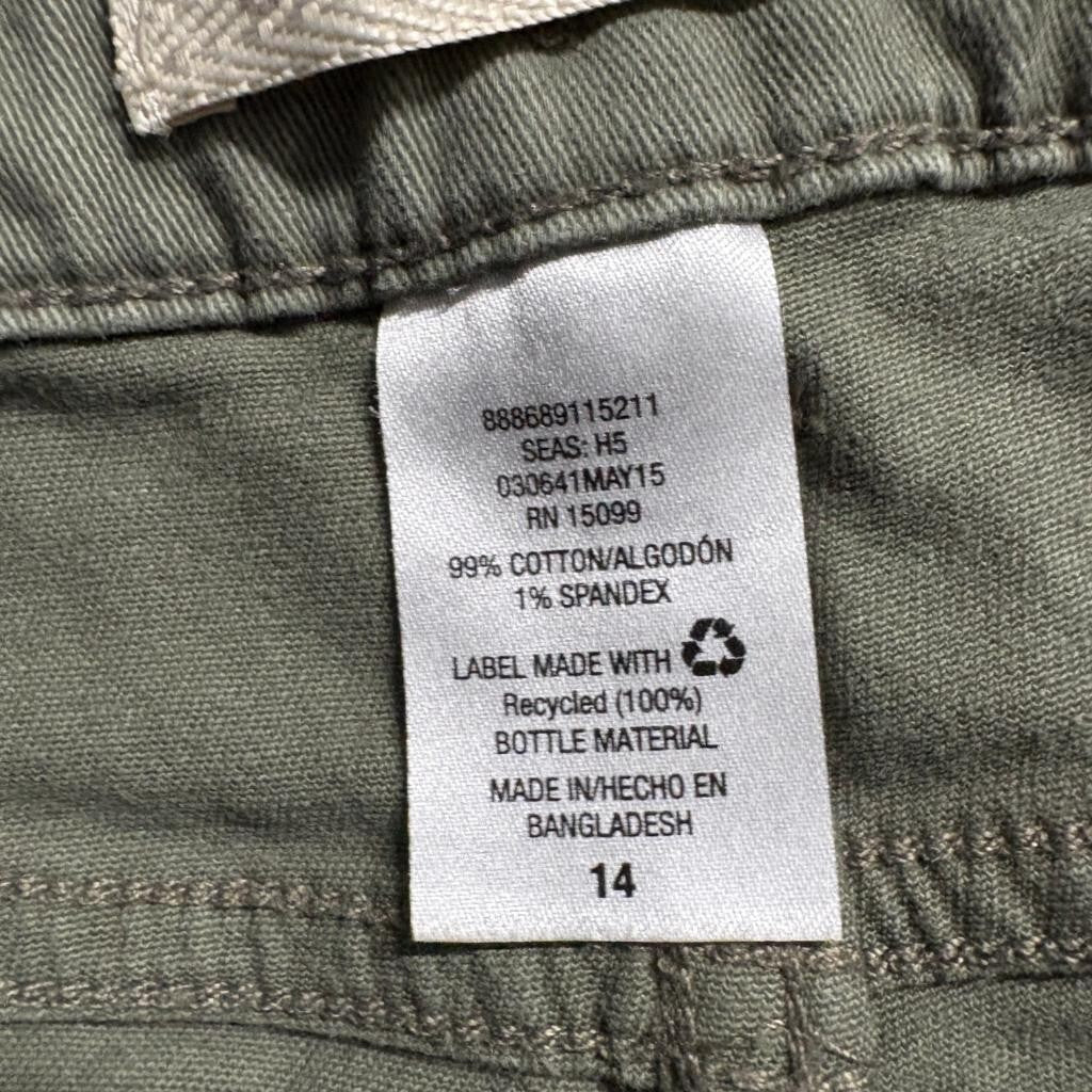 Canyon River Blues Cargo Pants Womens 14 Green Utility Skinny Ankle Zip Stretch