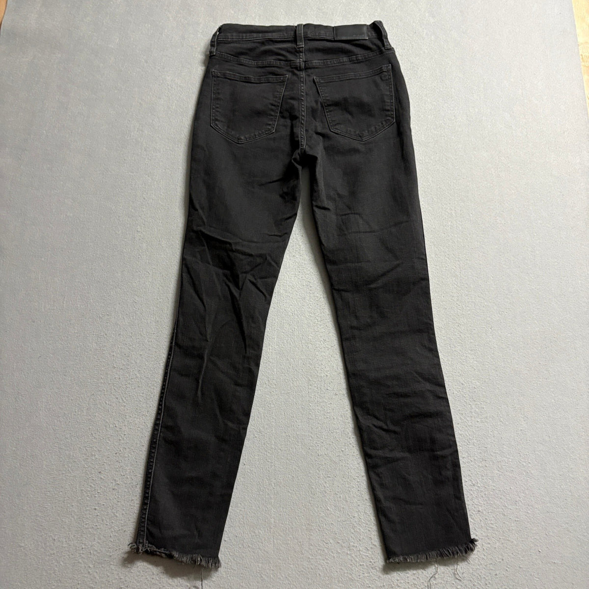 Madewell 10 High Rise Skinny Jeans Womens 25 Black Raw Fringe Hem Button Fly