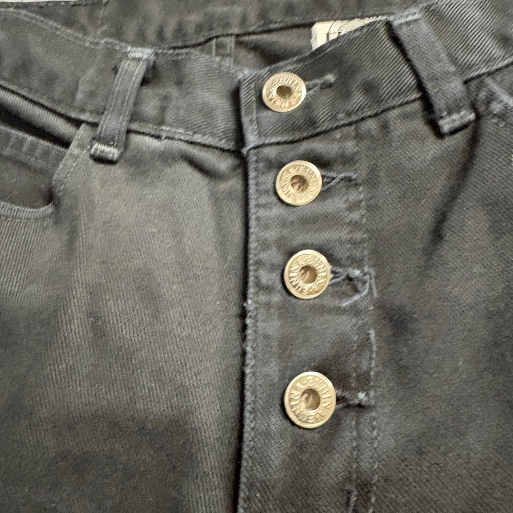 Eunina Vintage Flare Jeans Womens 7 Black High Rise Button Fly Denim Made in USA