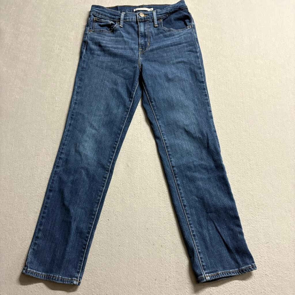 Levis 724 High Rise Straight Crop Jeans Womens Size 26 Blue Denim Stretch
