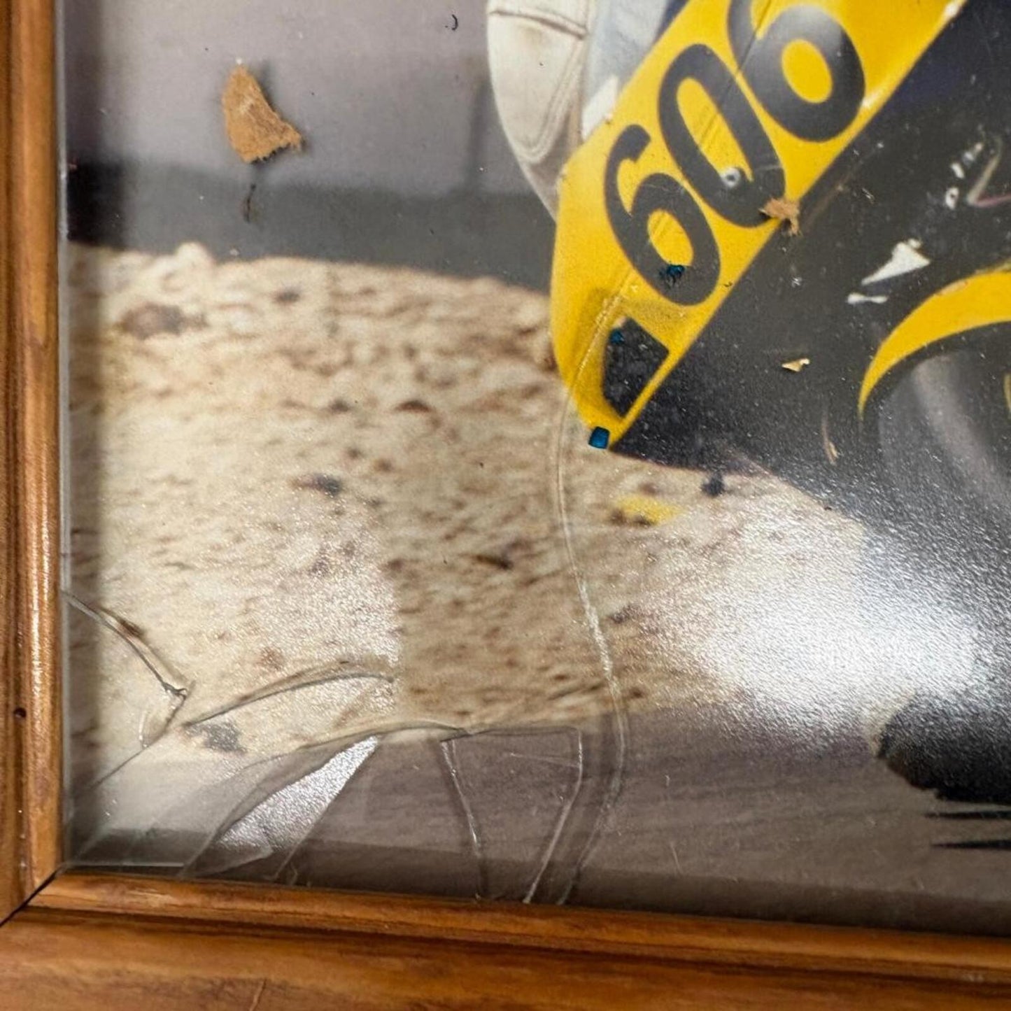 Vintage Motorcycle Racing Action Photograph Framed Sportbike Rider 606 Arai