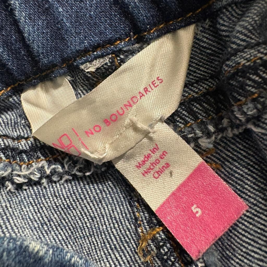 No Boundaries Paperbag Waist Jeans Womens Size 5 Blue Denim High Rise Stretch