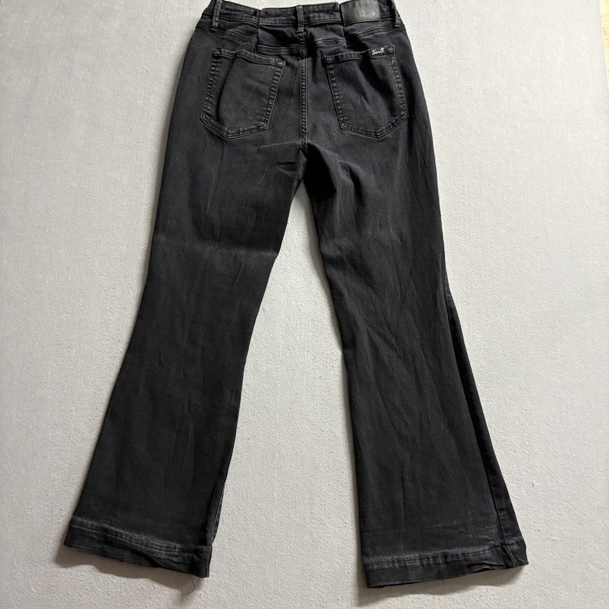 Seven7 Slim Flare Jeans Womens Size 12 Black Denim Stretch High Rise