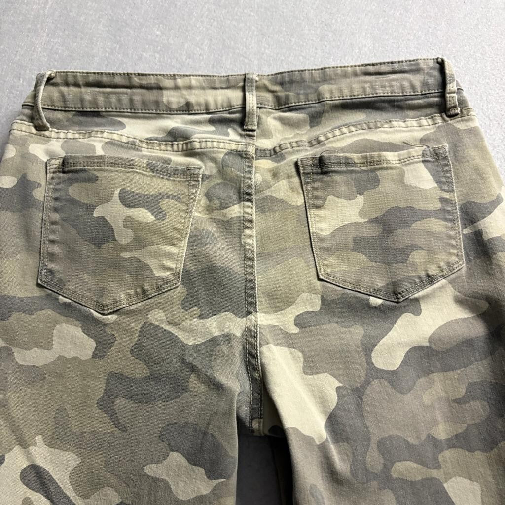 Colleen Lopez Camo Skinny Jeans Womens Size 14 Green Camouflage Stretch Denim