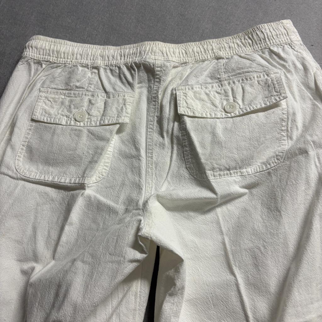 Essentials by Maggie Cotton Pants Womens Medium White Drawstring Wide Leg Crop