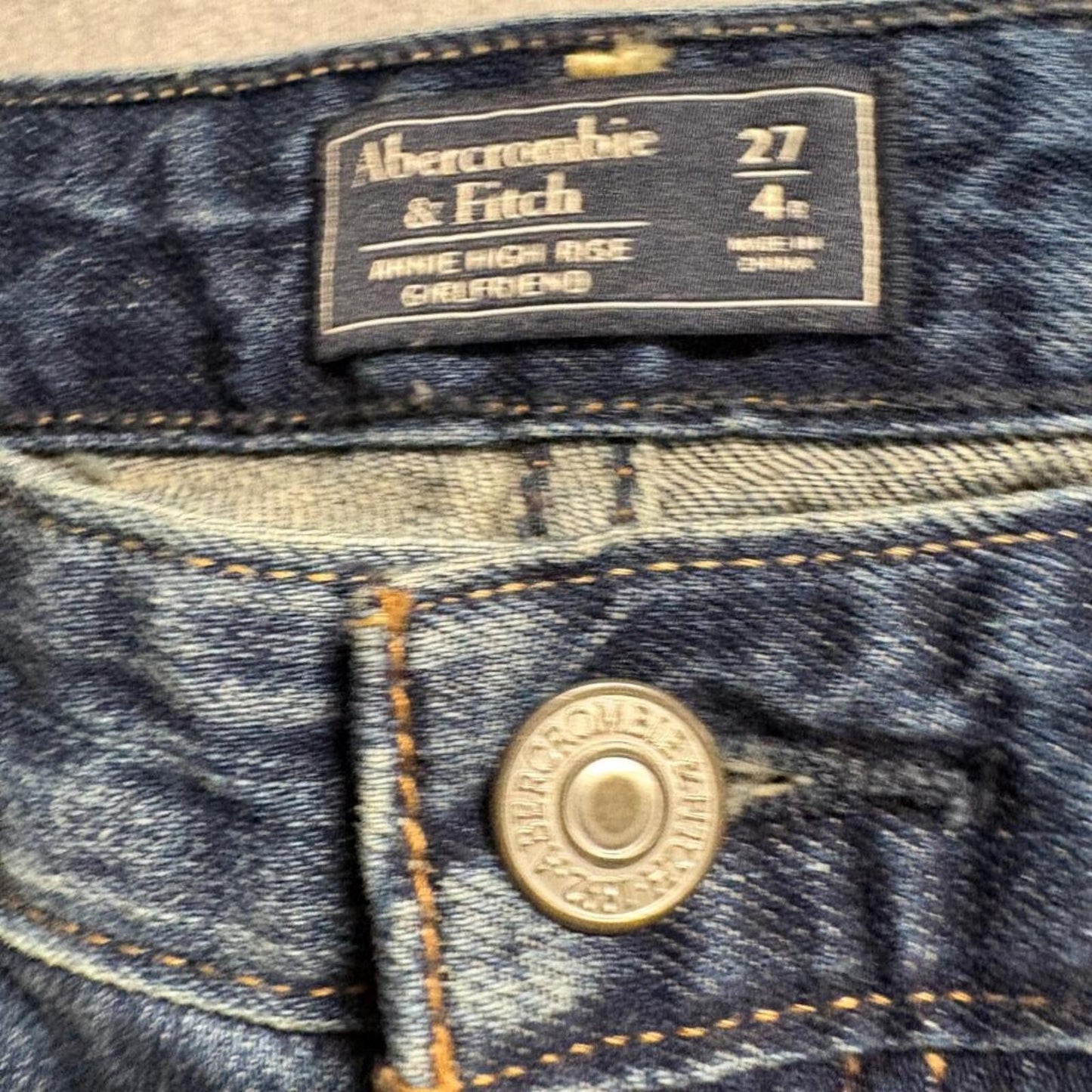 Abercrombie & Fitch Annie High Rise Girlfriend Jeans Womens 27/4 Distressed Blue