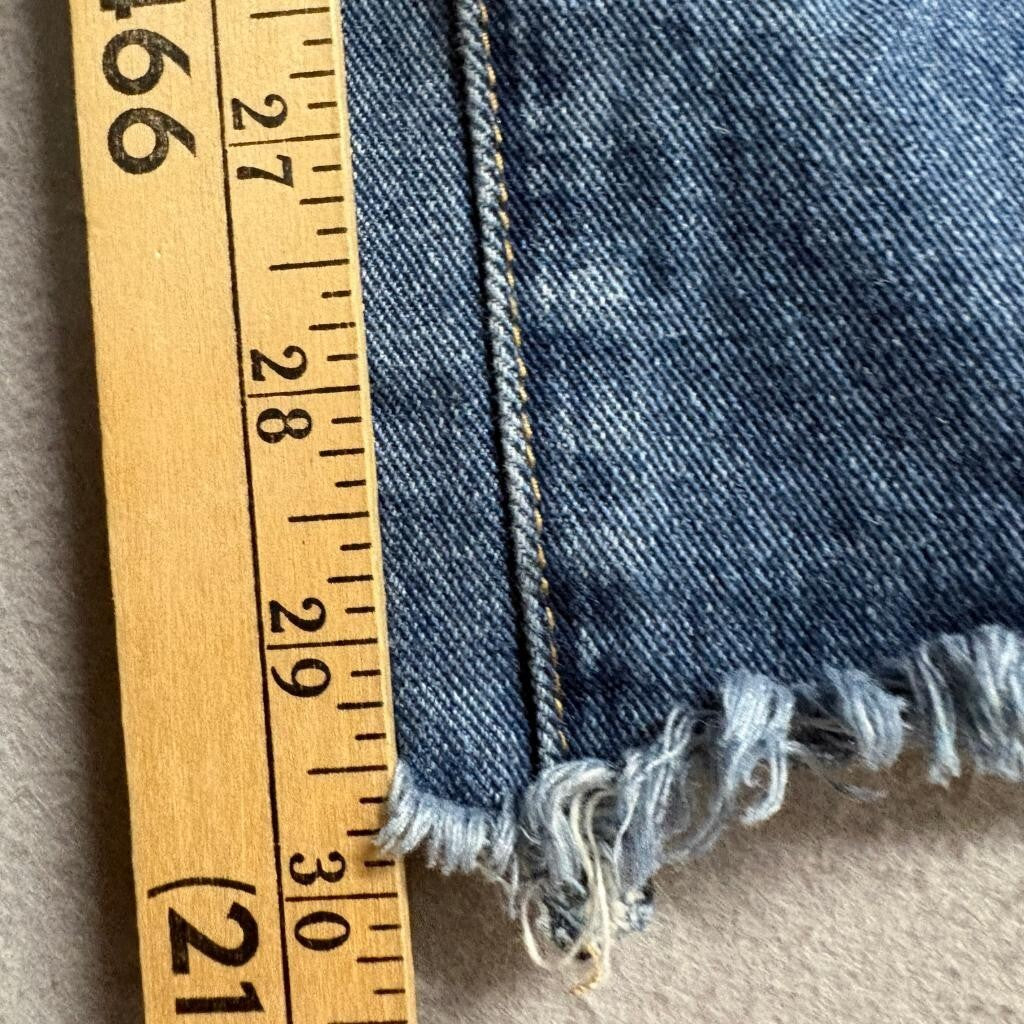 GB Girls Distressed High Rise Wide Leg Jeans Size 1 Blue Denim Raw Hem 100%