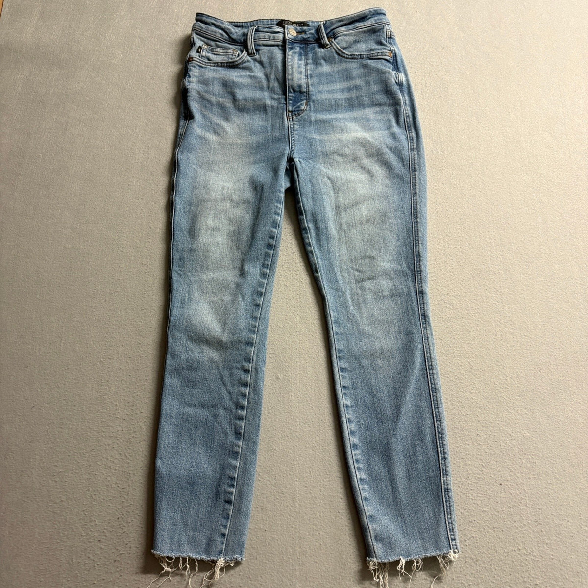Judy Blue Jeans Womens 9/29 High Rise Raw Hem Stretch Denim Ankle JB88638 Blue