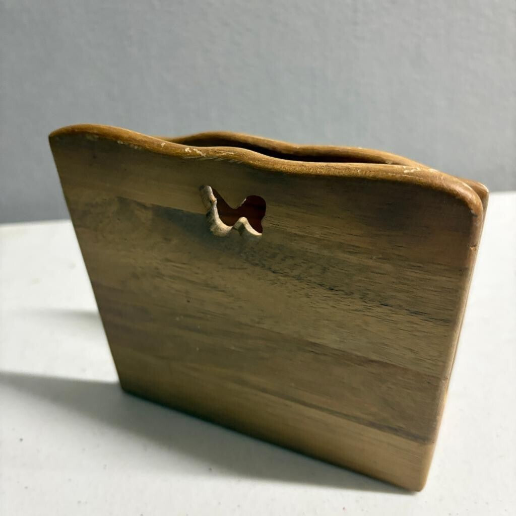 The Pioneer Woman Wooden Napkin Holder Floral Butterfly Cutout Blue Red PW1666