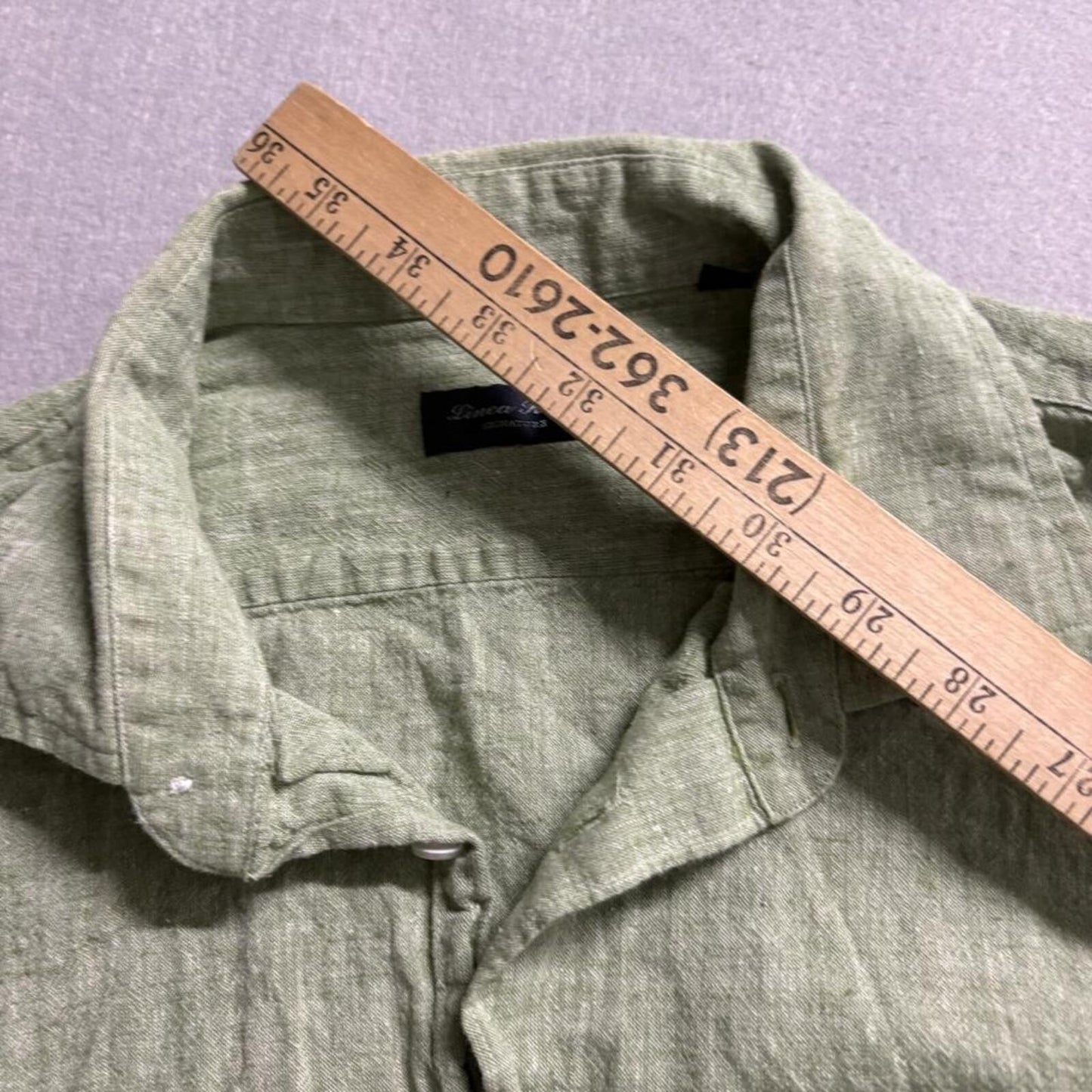Linea Rossa Signature Linen Cotton Shirt Mens XL Green Long Sleeve Button Up