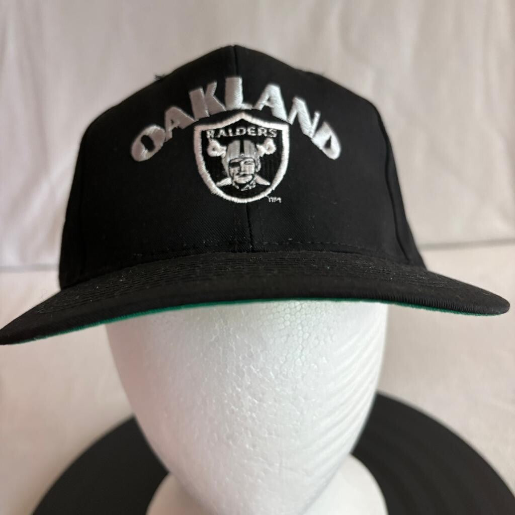 Vintage Oakland Raiders Snapback Hat Logo 7 Team NFL Cap Black Green Under Visor