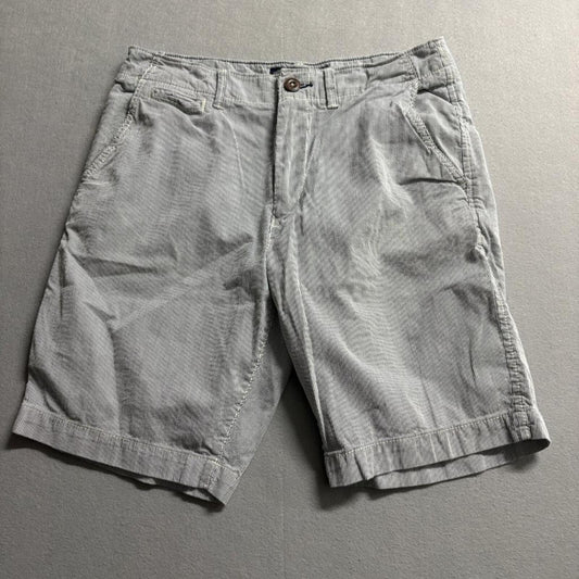 American Eagle Classic Shorts Mens 32 Blue White Seersucker Striped Cotton Chino