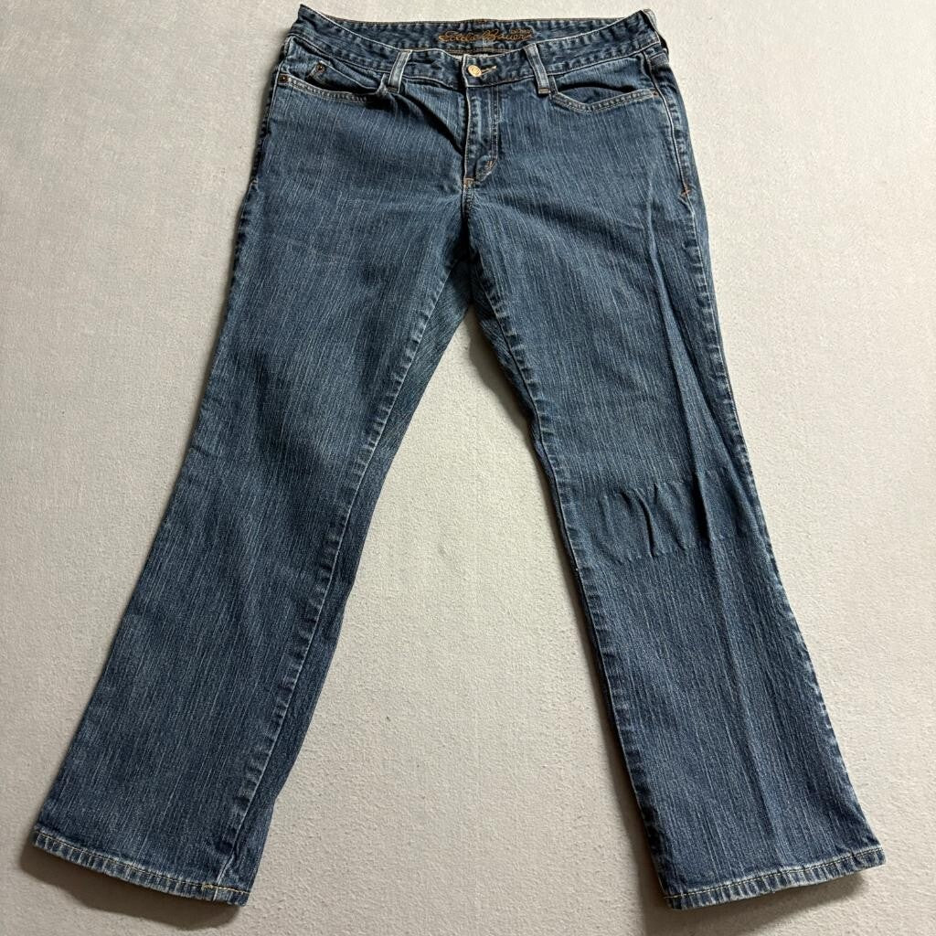 Eddie Bauer Classic Bootcut Jeans Womens 31 Baltic Wash Blue Denim Mid Rise