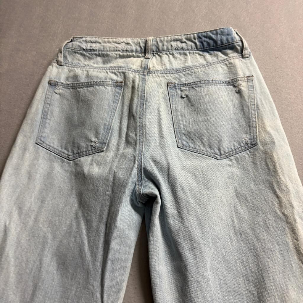 And Now This Womens Jeans Size 30 Light Wash Raw Hem Wide Leg Denim High Rise