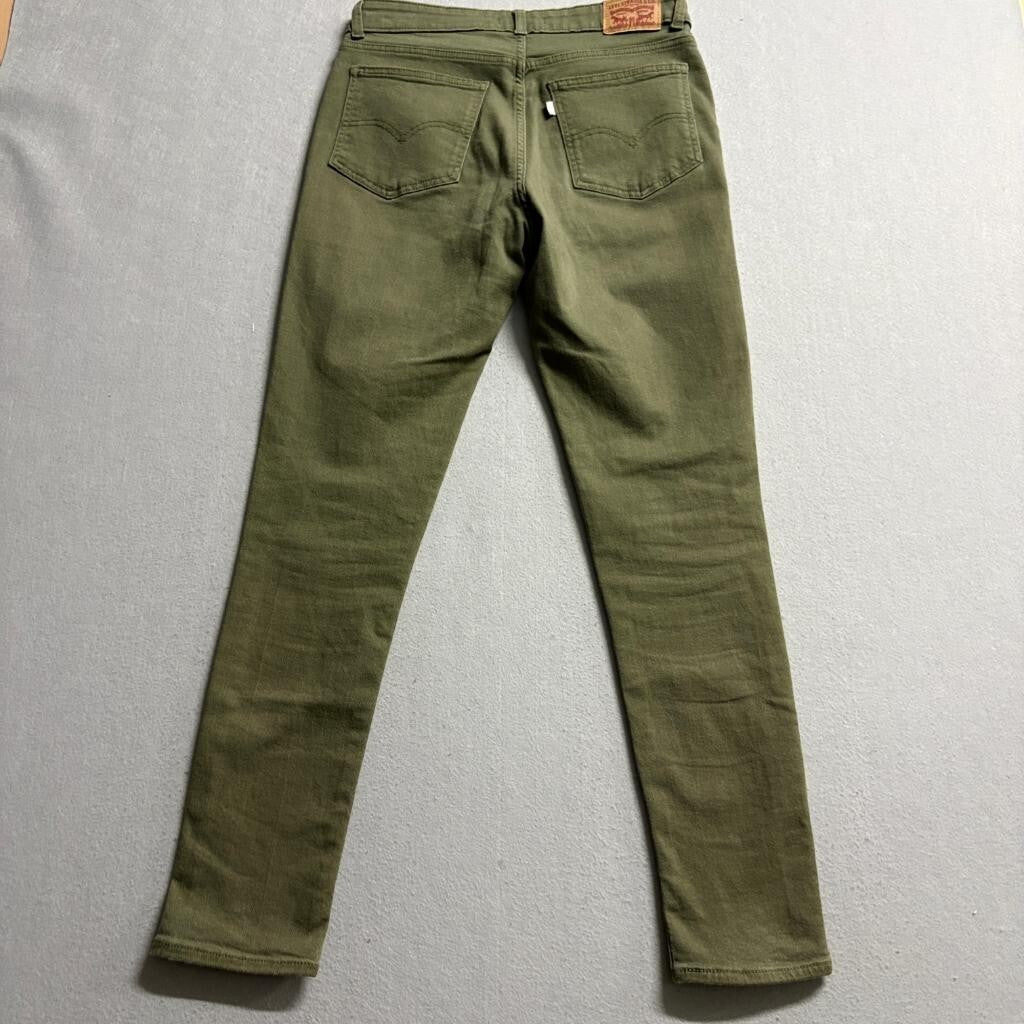 Levi's 721 High Rise Skinny Jeans Womens 29x30 Olive Green Button Fly Denim