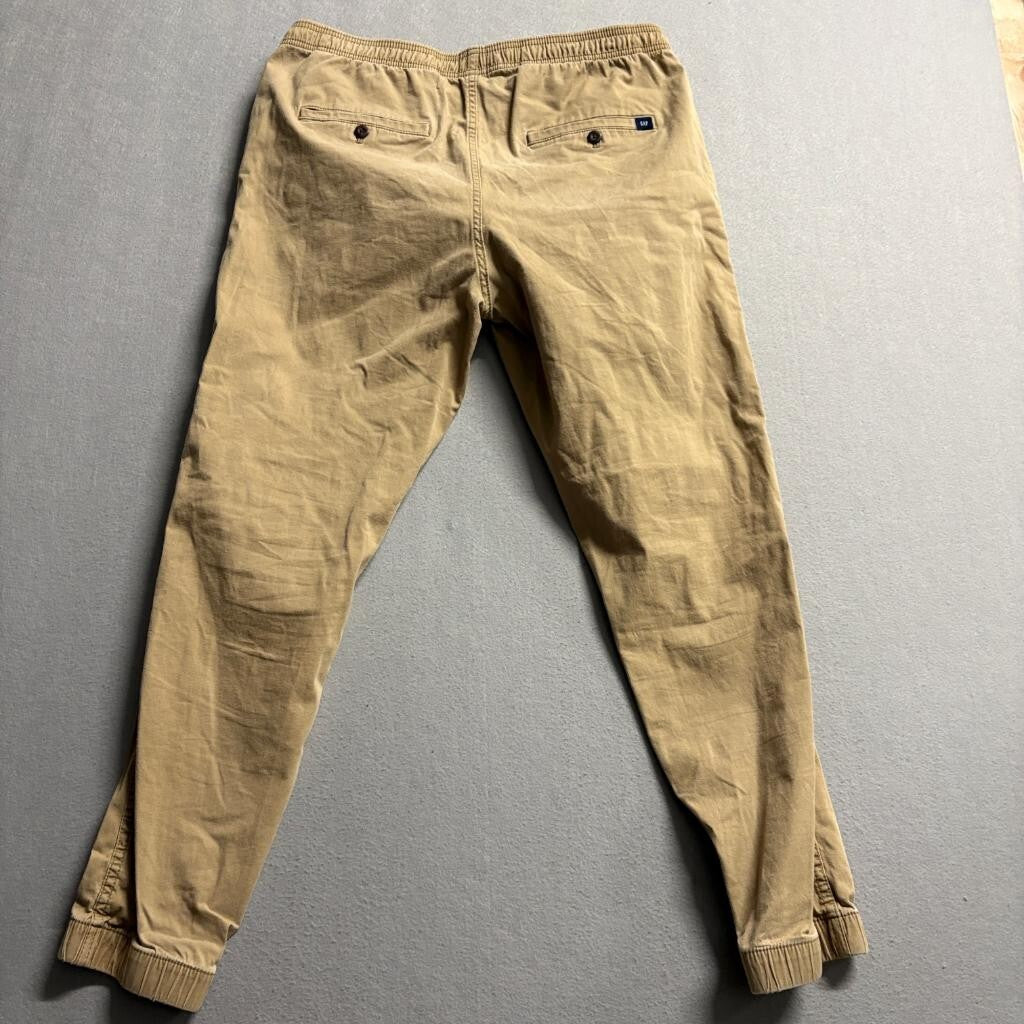 Gap Jogger Pants Mens Medium Khaki Tan Cotton Stretch Drawstring Elastic Waist
