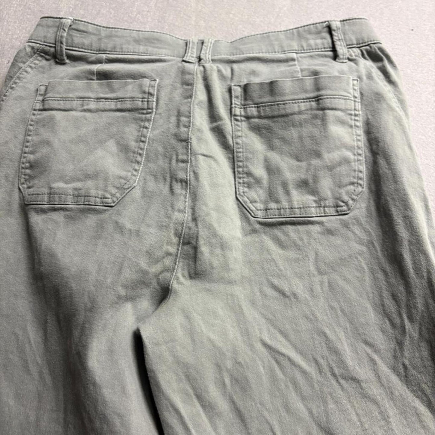 Democracy Ab Technology Pants Womens 12 Green Cotton Blend Stretch Crop Utility