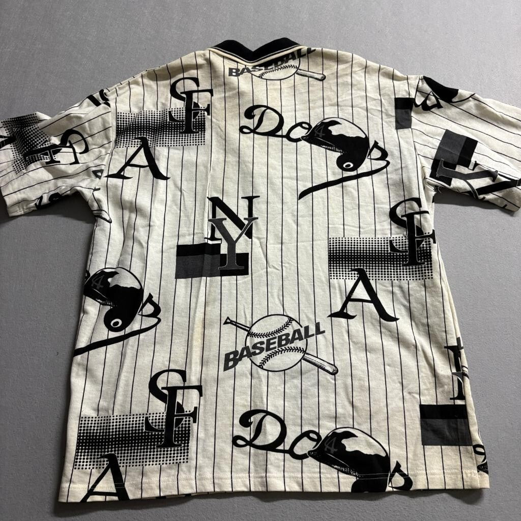 Vintage 90s Baseball Pinstripe Polo Shirt and Shorts Set Mens XL Made in USA