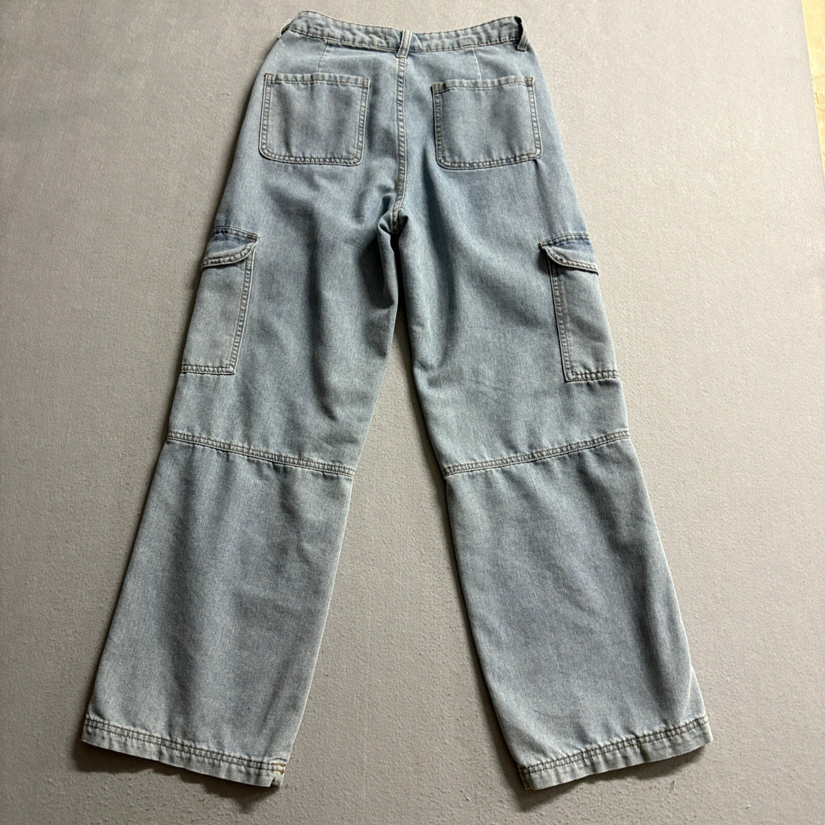 Sincerely Jules Cargo Jeans Womens 3/25 Light Wash Wide Leg High Rise Utility