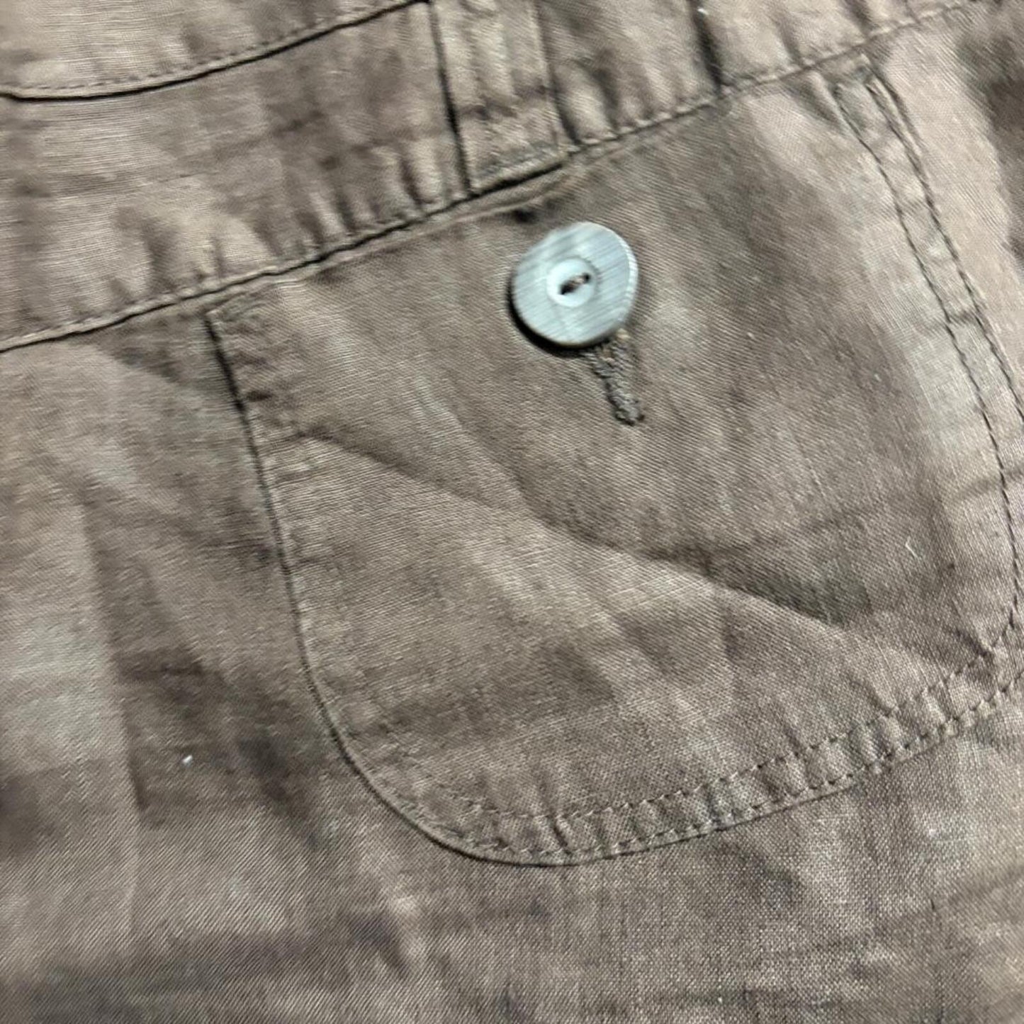 Old Navy Womens Plus 22 Brown 100% Linen Crop Pants Just Below Waist Capris