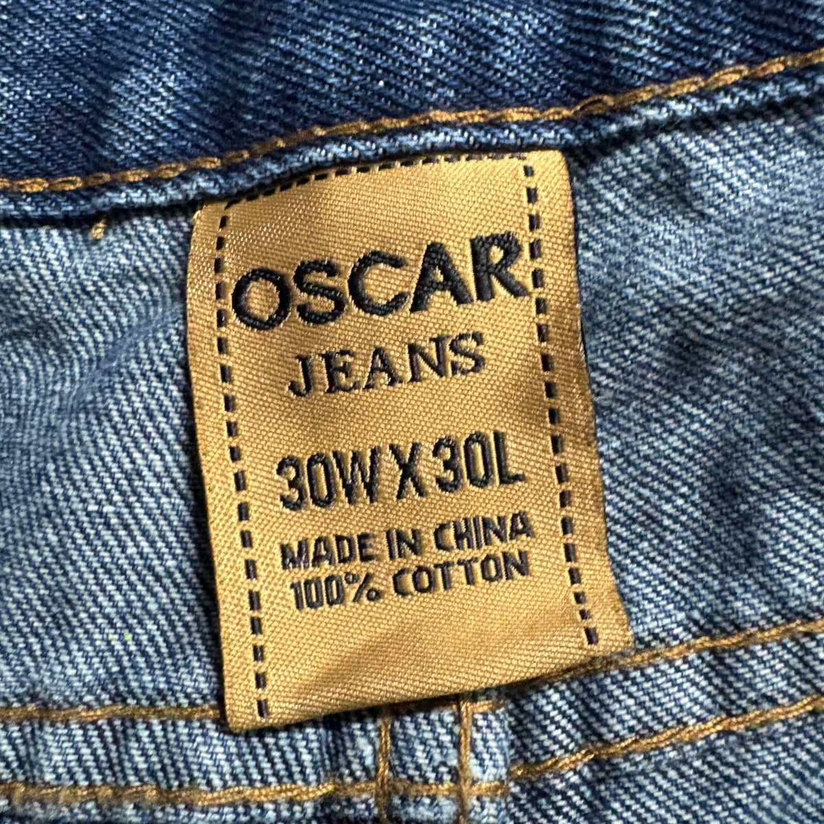 Vintage Oscar Jeans Mens Carpenter Denim Pants 30x30 Blue Workwear Hammer Loop