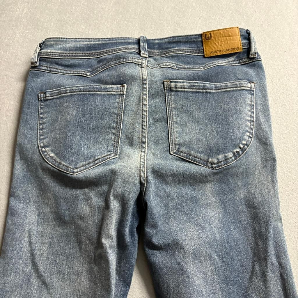 Austin Landing Flare Jeans Womens 9/29 Blue Denim Raw Hem Stretch High Rise