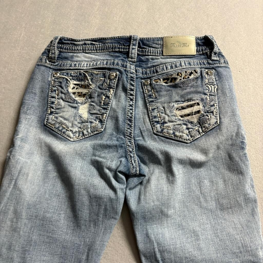 Miss Me Low Rise Skinny Jeans Womens 29 Blue Distressed Sequins J3608S2R