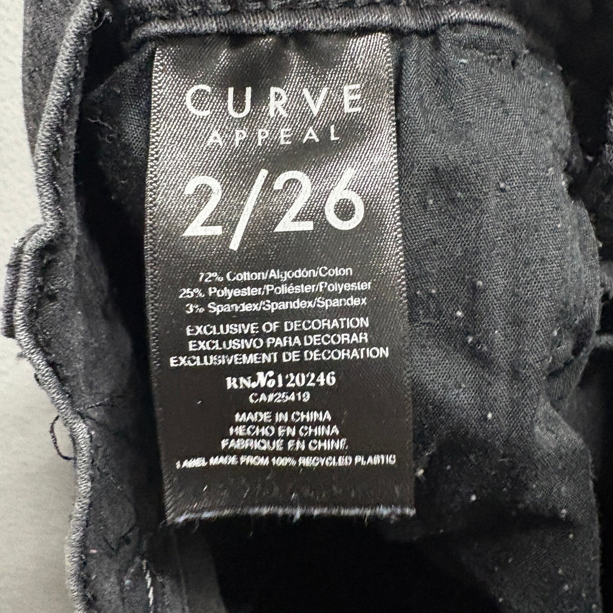 Curve Appeal Womens High Rise Essential Skinny Jeans Size 2/26 Black Denim