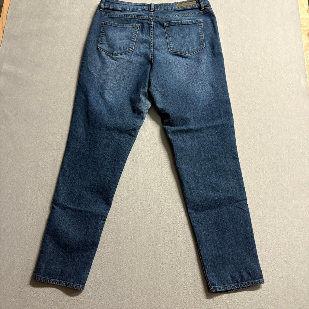 Cafe Denim Premium Jeans Womens Size 14 Blue Stretch Straight Leg Medium Wash