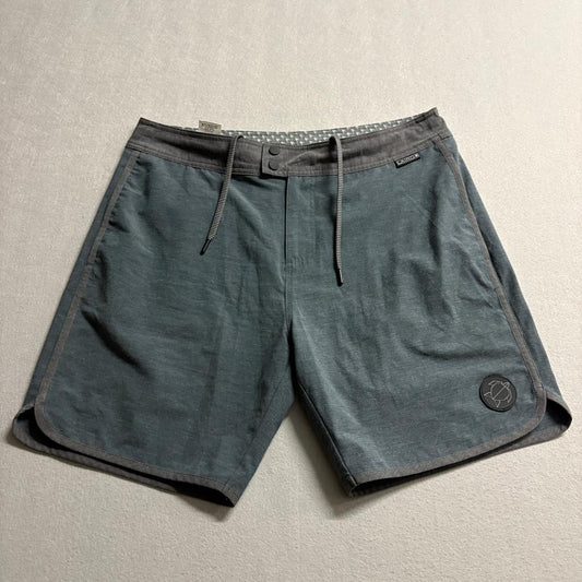 Laird Apparel Vantage Performance Board Shorts Mens 33 Blue Gray Swim Trunks
