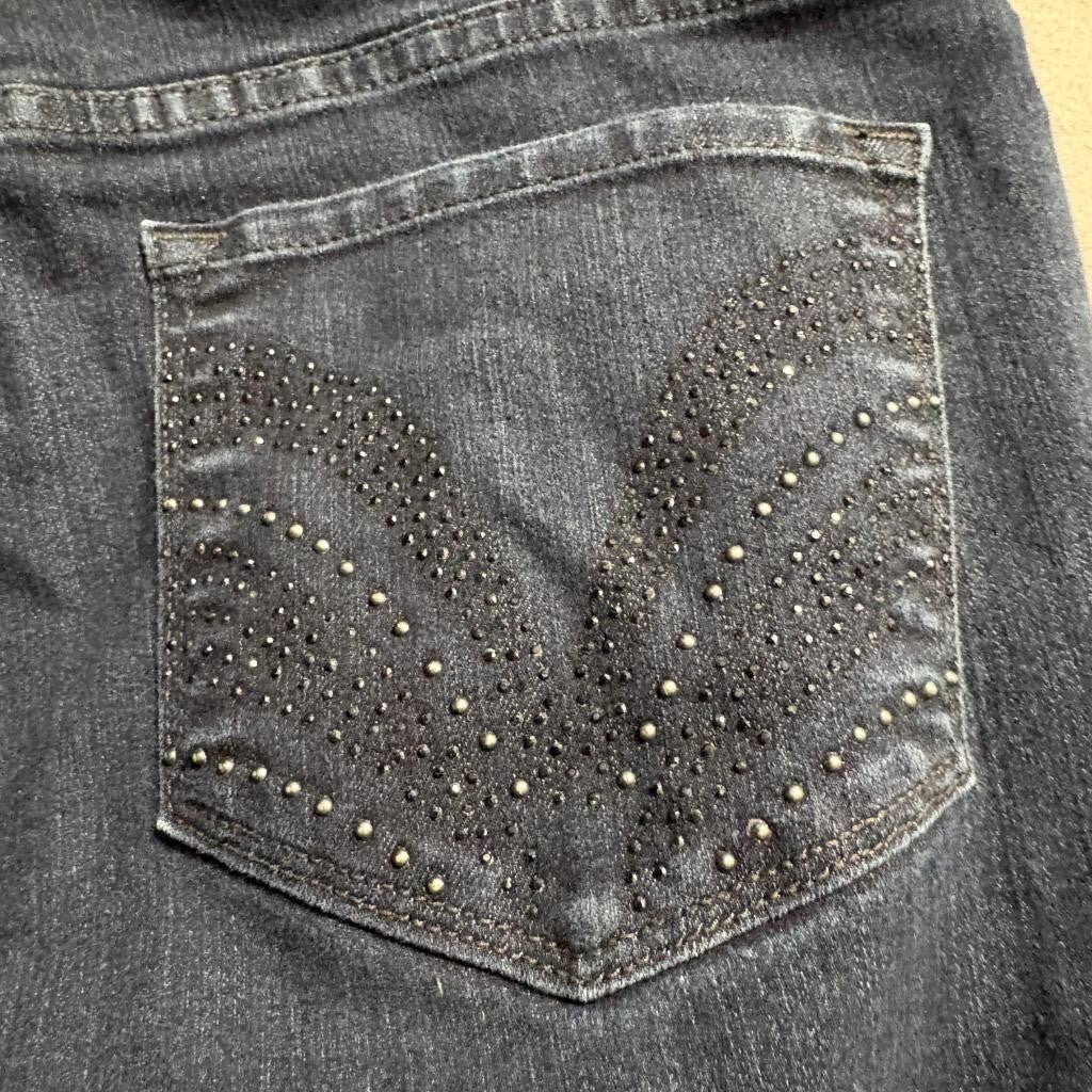 NYDJ Not Your Daughters Jeans Womens 14 Blue Denim Lift Tuck Bootcut Rhinestone