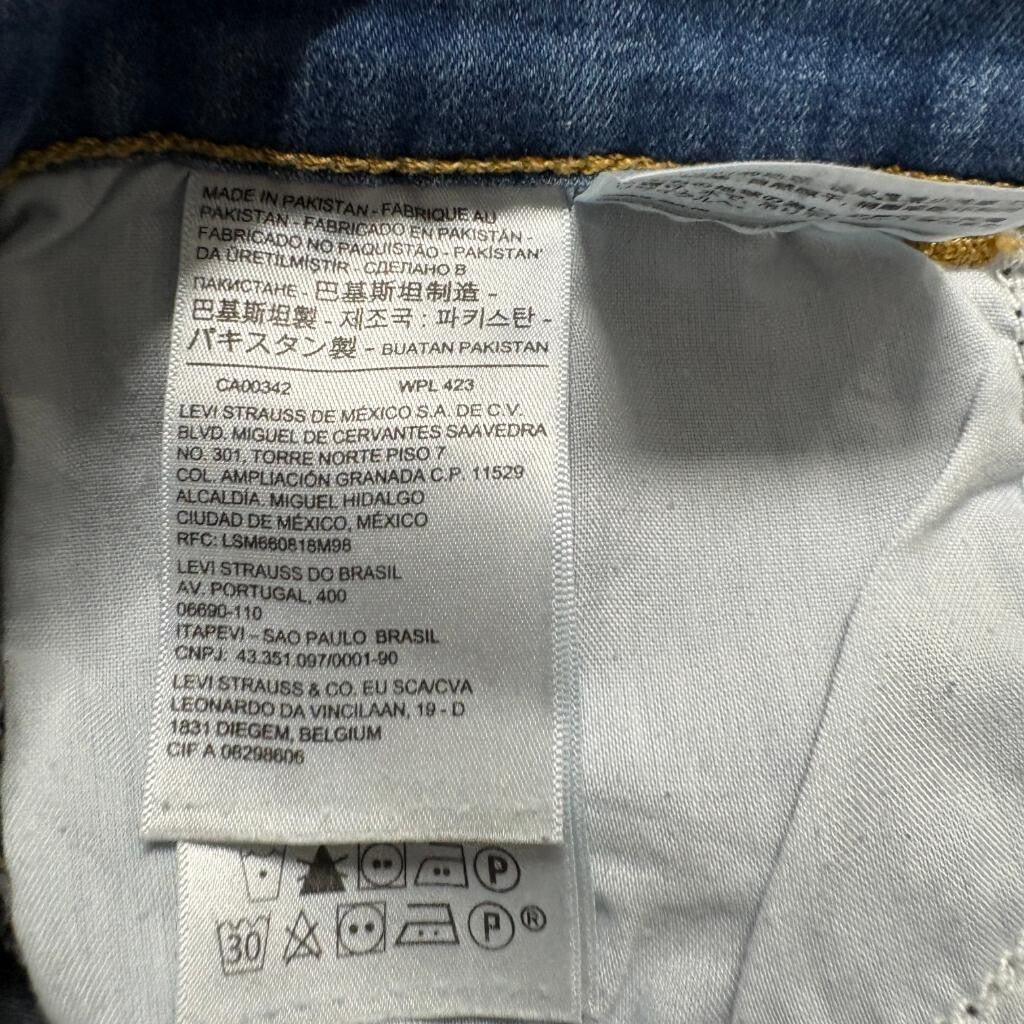 Levis 720 High Rise Super Skinny Jeans Womens 28 Distressed Ripped Blue Denim