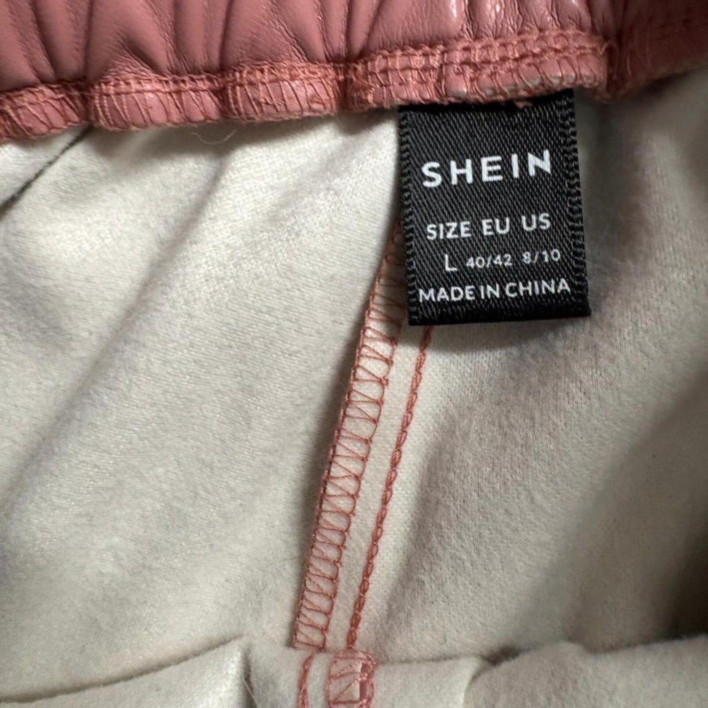 SHEIN Faux Leather Jogger Pants Womens Large Pink Elastic Waist Drawstring