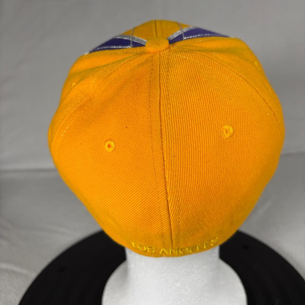 Los Angeles Lakers JFH Headwear Fitted Hat Size M Yellow Purple Argyle Cap