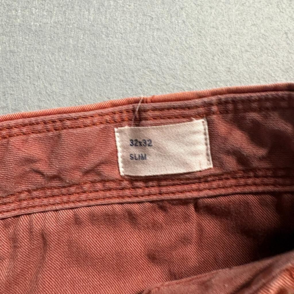 Gap For Good Mens Slim Chino Pants 32x32 Burnt Orange Stretch Cotton Twill