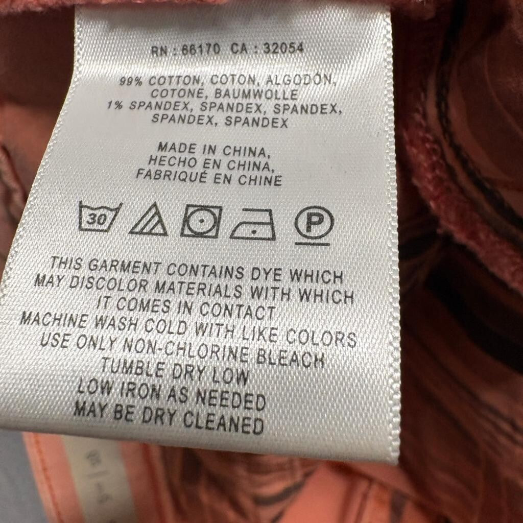 Pilcro and the Letterpress Hyphen Jeans Womens 28 Peach Coral Crop Stretch Denim