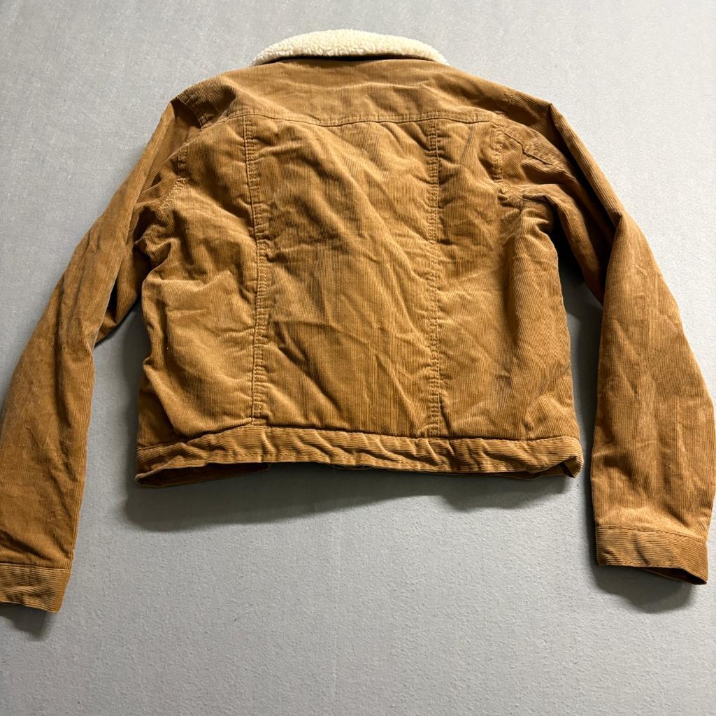 BHJ S.California Corduroy Jacket Womens XL Brown Sherpa Collar Trucker Coat