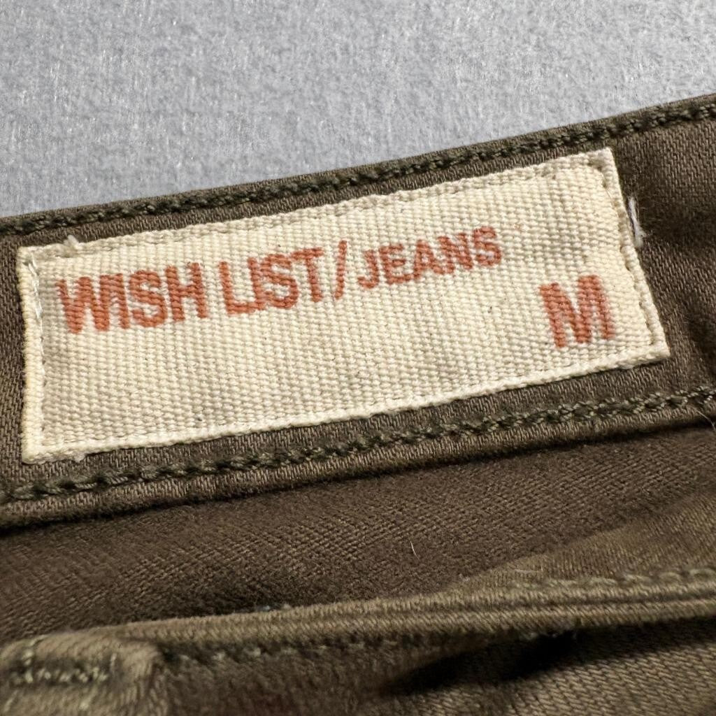 Wish List Jeans Womens Medium Olive Green Moto Skinny Ribbed Knee Pants