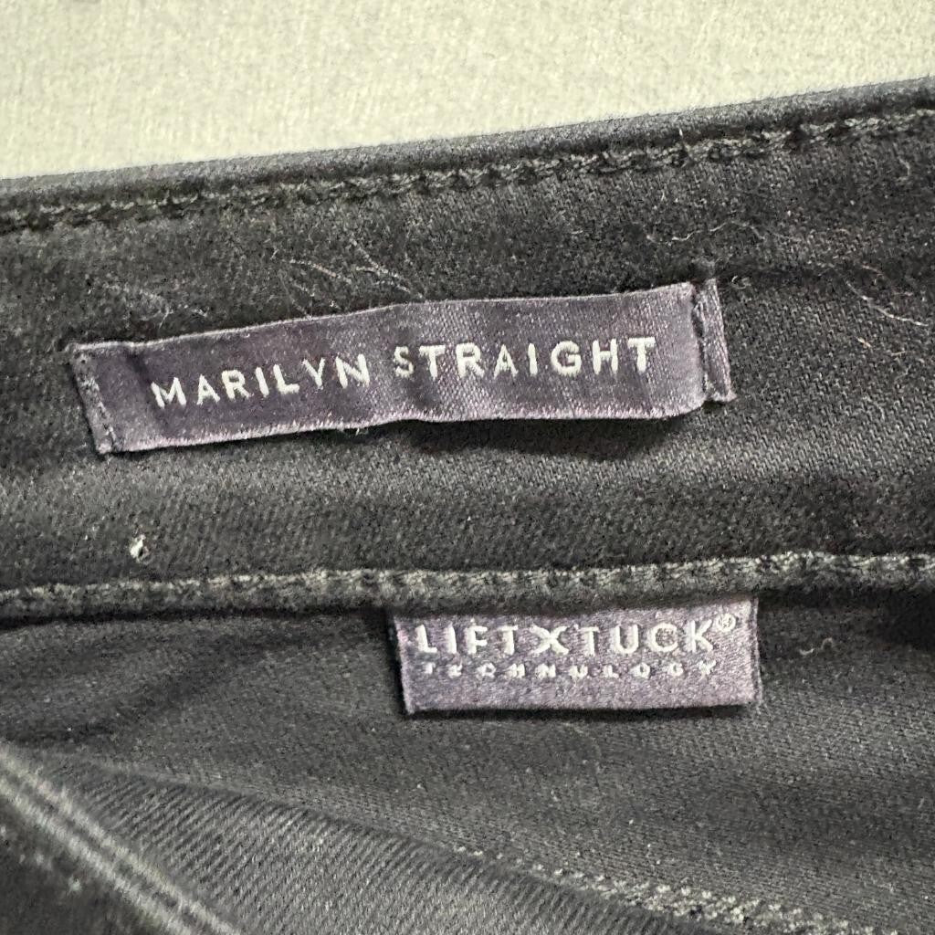 NYDJ Marilyn Straight Jeans Womens Size 0 Black Lift Tuck Stretch Denim
