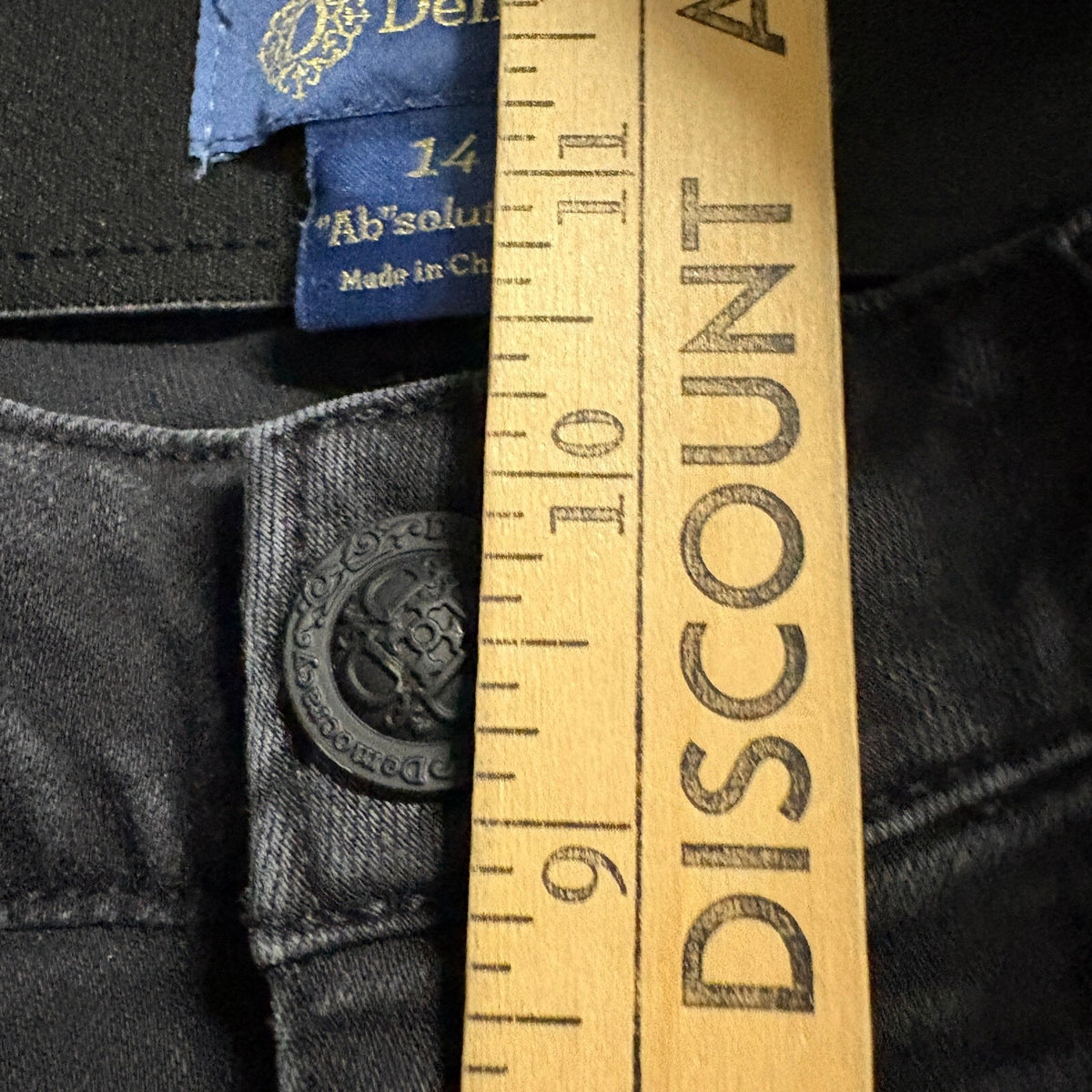 Democracy Ab Solution Jeans Womens 14 Black Denim Straight Leg Stretch