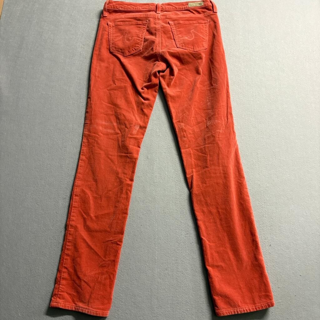AG Adriano Goldschmied The Stevie Corduroy Pants Womens 29R Orange Slim Straight