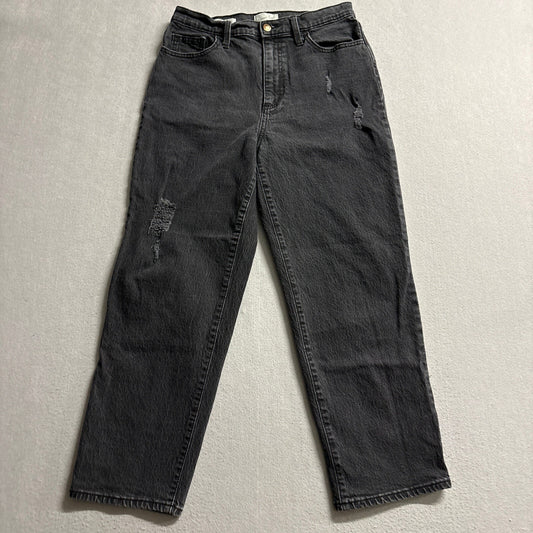 Universal Thread Women Size 10 High Rise Vintage Straight Jeans Black Distressed