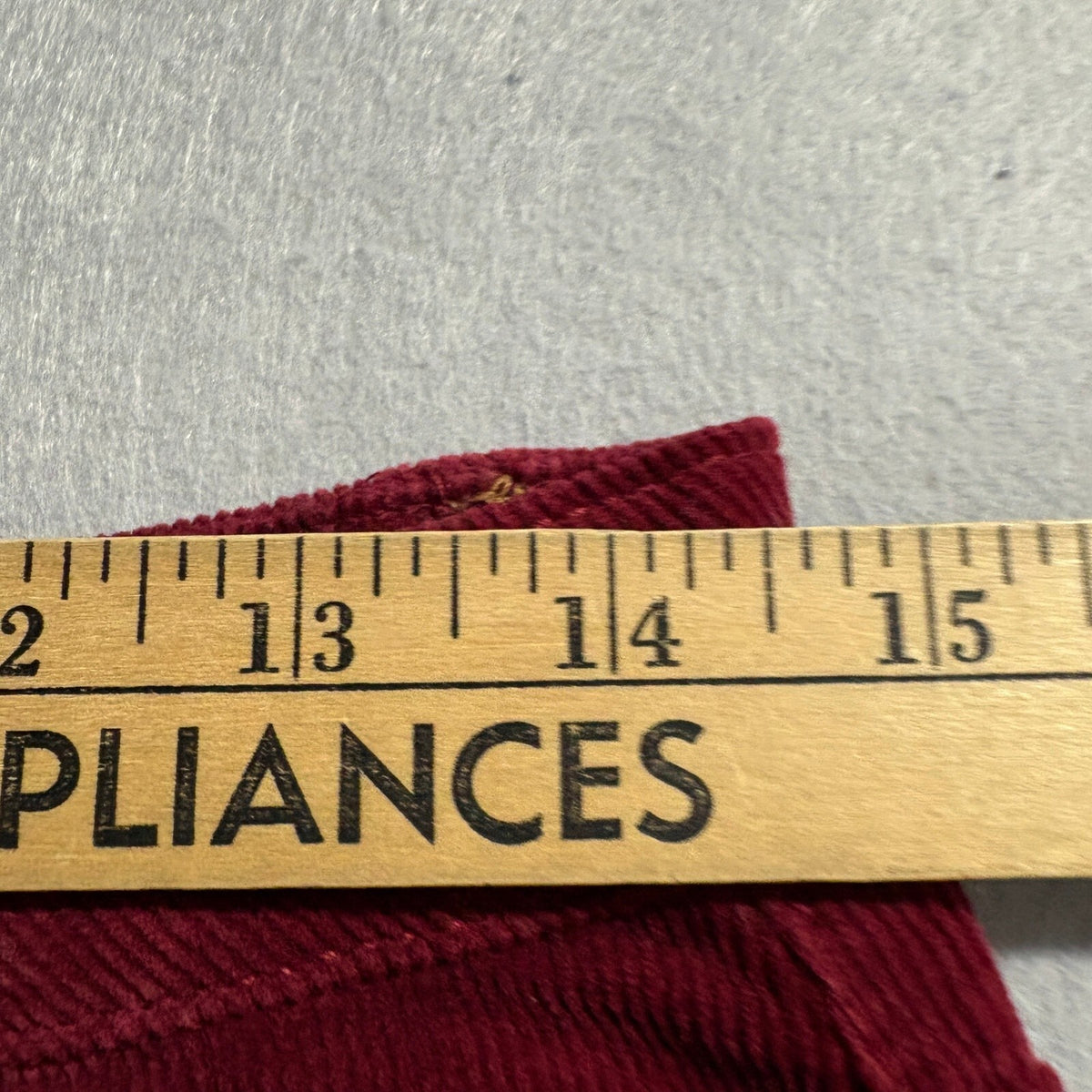 Saints & Hearts Corduroy Flare Pants Large Red Raw Hem High Rise Stretch Bell