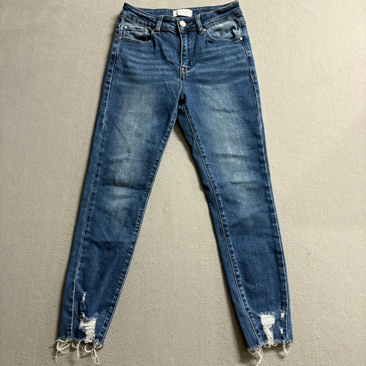 Petra 153 Distressed Skinny Jeans Womens 5/26 Medium Wash Frayed Hem Stretch