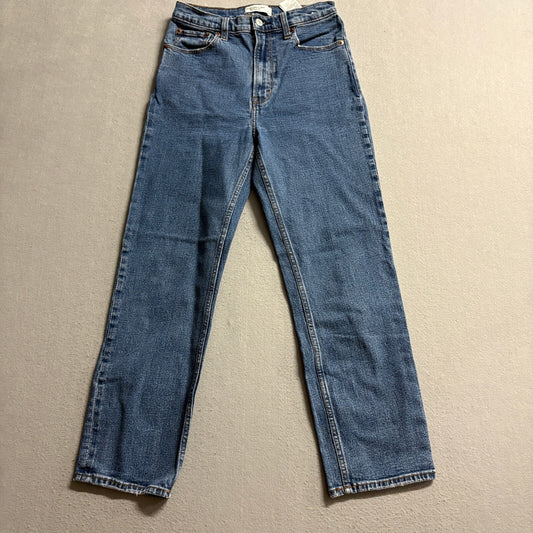Abercrombie & Fitch Ultra High Rise Ankle Straight Jeans Womens 27 4R Blue Denim